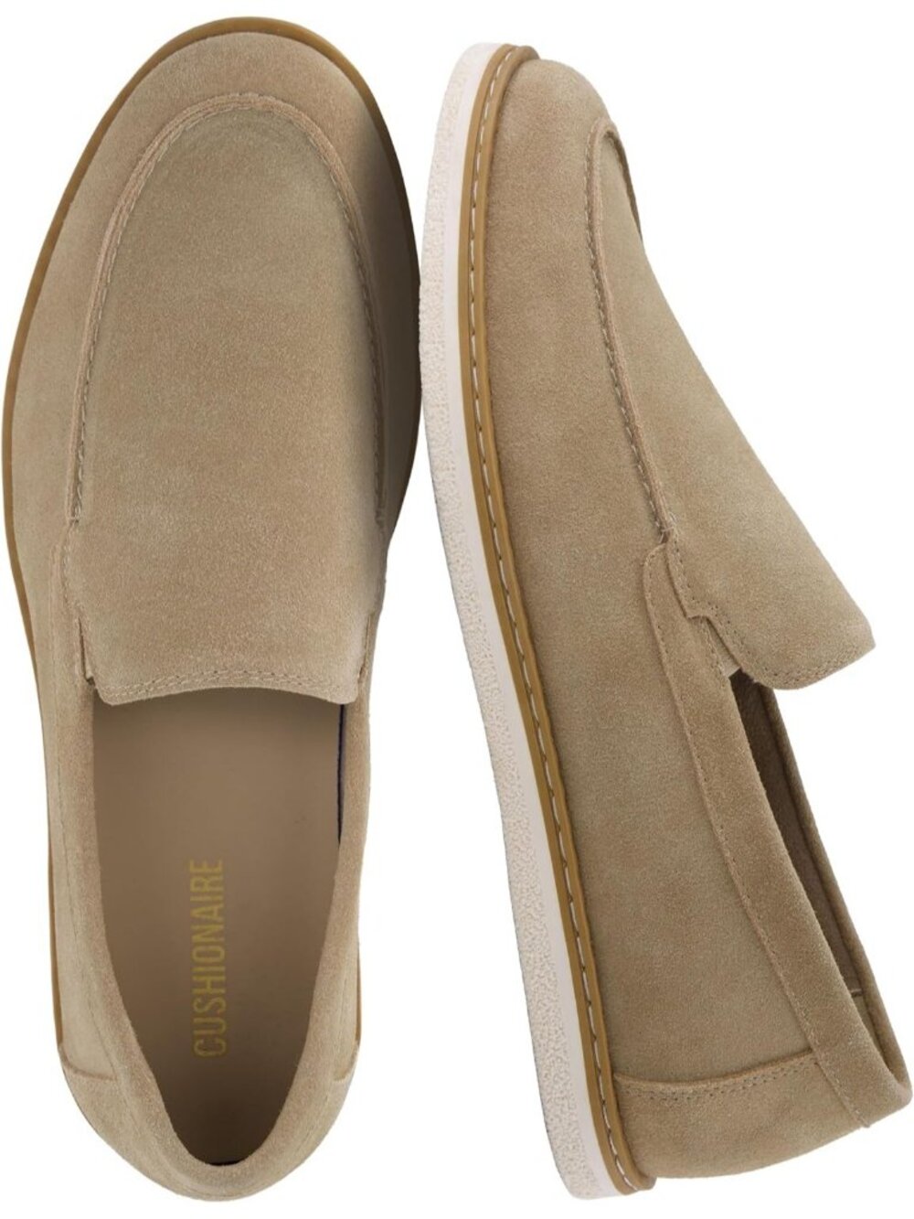 Men's Tan Genuine Suede Slip-On Moc Toe Construction Casual Penny Loafers Shoes